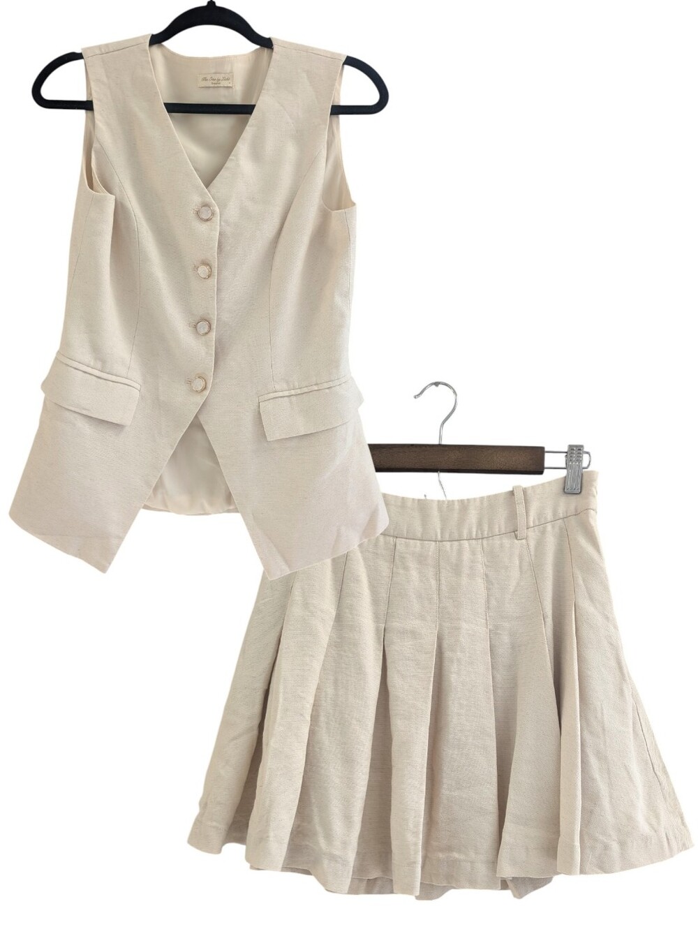 The One by Lichi Cream Waistcoat Skirt Set